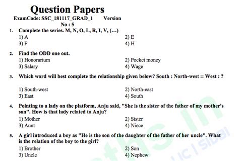 Click Here to Download SSC Selection Post Question Paper with Answer ...