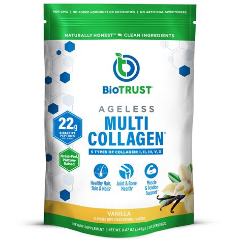 Buy BioTrust Ageless Multi Collagen Peptides Powder – 5 Types (I, II ...