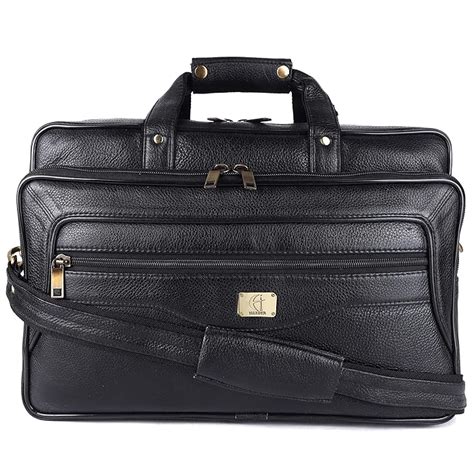 HiLeder Pure Genuine Leather 16 Inch Stylish Padded Compartment ...