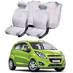 Chiefride Cotton Car Seat Cover for Chevrolet Beat (5 Seater) (White ...