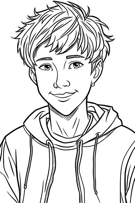 Cute Boy Coloring Pages Realistic