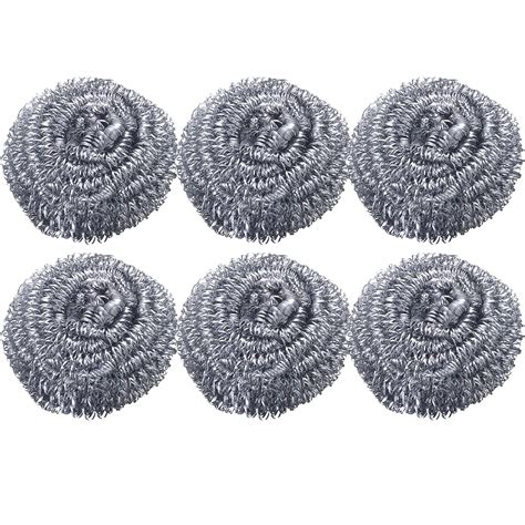 6 Pack Steel Scrubber, Metal Kitchen Scrubbing Sponges, Dishwashing ...