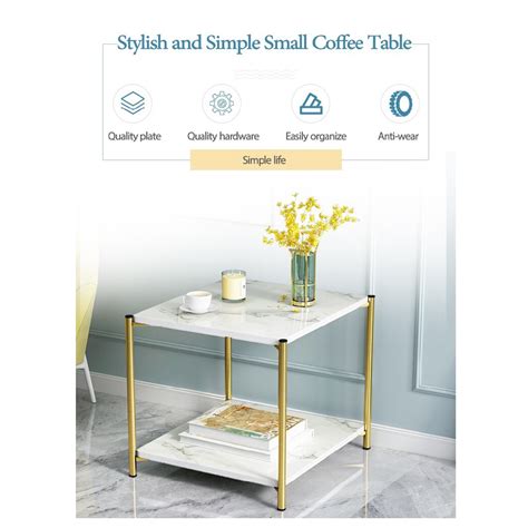 Modern Wooden Small Square Coffee Table 2 Layer Tea Desk Living Room ...