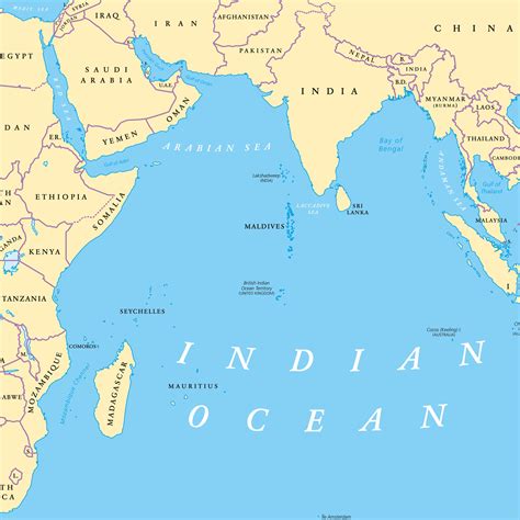 World Map Showing Arabian Sea
