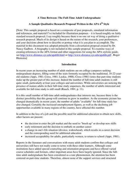 Qualitative Research Proposal Sample | Templates at ...