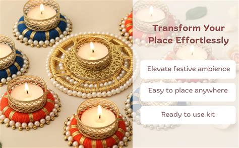 Buy Set of 6 Tealight Holders | 5 Glow Lotus Candle Holders & 1 Pink ...