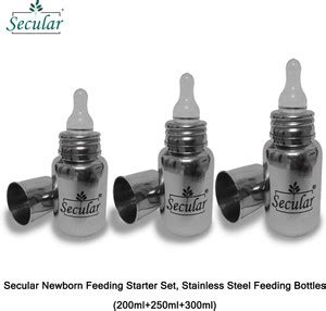 Secular Newborn Feeding Starter Set, Stainless Steel Feeding Bottles ...