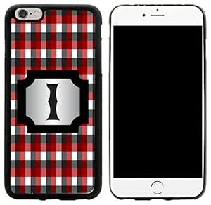 Rikki Knight Letter "I" Burgundy Black Grey Plaid Monogrammed Design ...