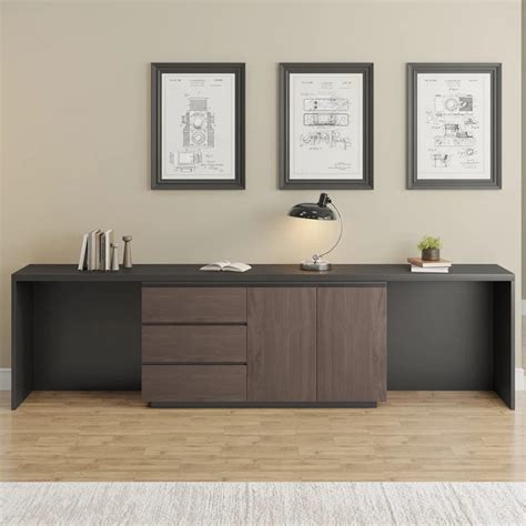 Modern Home Office Expandable Desk with Storage Drawers