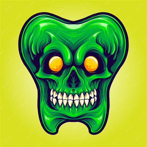Dents dentaires mascotte zombie crâne illustrations vectorielles pour ...