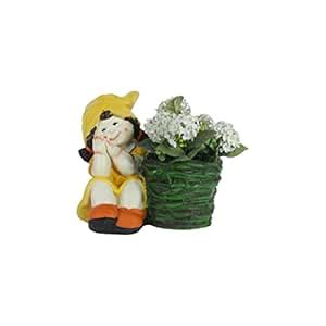 Wonderland Girl with Pot for Indoor and Outdoor Decor (Yellow) : Amazon ...