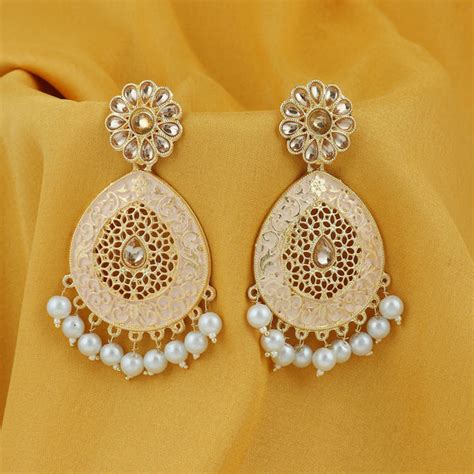 Sukkhi Dazzling LCT Gold Plated Mint Collection Pearl Dangle Earring F ...