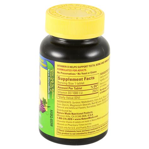 Nature Made Adult Chewable Vitamin D 1000 Iu Grape Tablets 120 ct | Shipt
