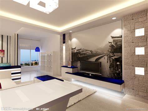 宜居木纹家居空间设计现代客厅简易电视背景墙装修效果图 – 设计本装修效果图
