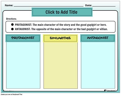 Storyboard That: Protagonist & Antagonist Worksheets