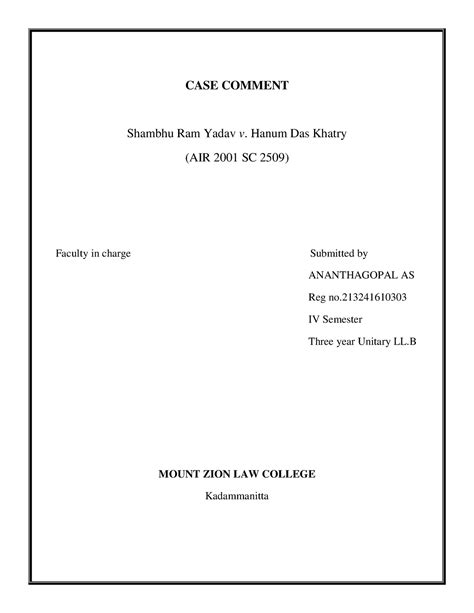 CASE Comment merged - Summary about case - CASE COMMENT Shambhu Ram ...