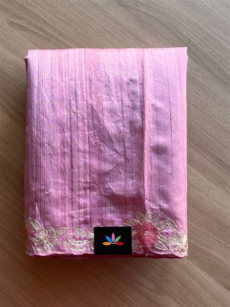 Embroidered Scallop Border Semi Tussar Silk Saree-14671 – FABK
