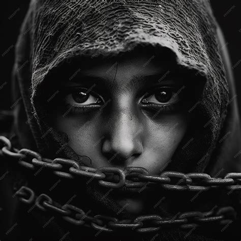 Premium AI Image | Portrait of black human in chains Represetation ...