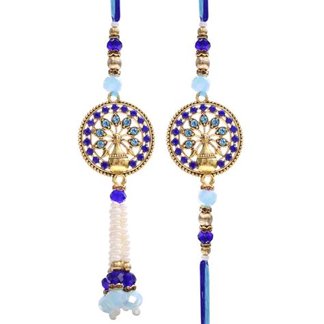 TIED RIBBONS Rakhi for Brother and Bhabhi Combo - Designer Kundan ...