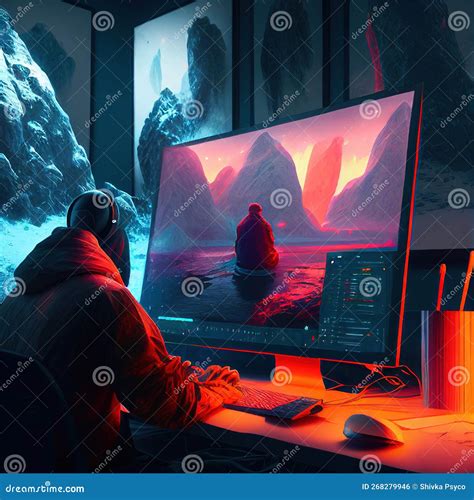 Illustration of a Vfx Artist, Video Editor Working on Videos AI ...