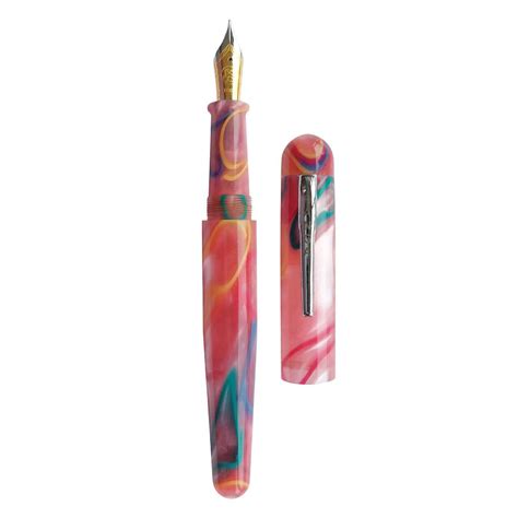 Ranga Pens Model 4C Regular Acrylic Fountain Pen, Pink With Colored Ri ...