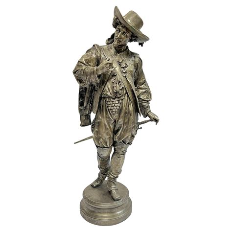 Large Silvered Bronze Sculpture of a Spanish Cavalier For Sale at 1stDibs