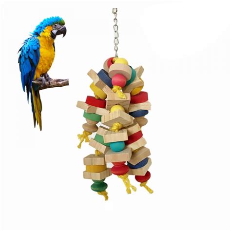 Buy Bird Toys, Parrot Toys, Parrots Cage Chewing Toy with Colorful Wood ...