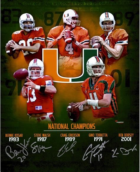 Miami Hurricanes Autographed 16" x 20" National Champion Quarterbacks ...