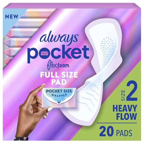 Always Pocket Feminine Pads with FlexFoam, Size 2, Heavy Flow, with ...