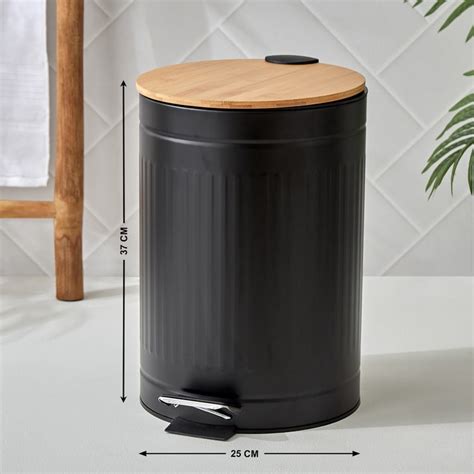 Buy Sedona Flute Metal Pedal Waste Bin with Bamboo Lid - 12L from Home ...