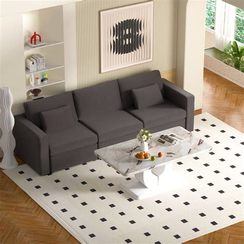 Sumdeal Modern Luxury Living Room Set,47" Imitation Marble Coffee Table ...