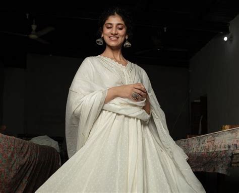 Off White Lace Cotton Dobby Anarkali Suit with Mulmul Dupatta - Set of 3