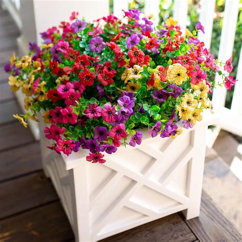 Amazon.com: Artificial Fake Plants Flowers for Outdoor Outside Spring ...