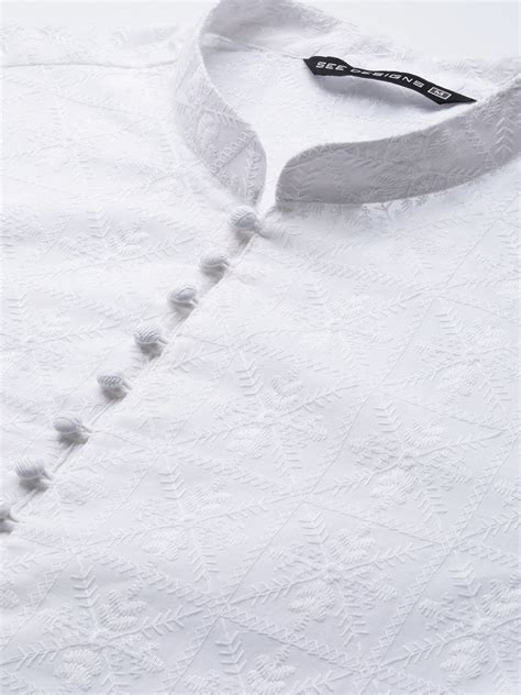 Pure Cotton Chikankari Embroidered Straight kurta with Pyjama – See Designs