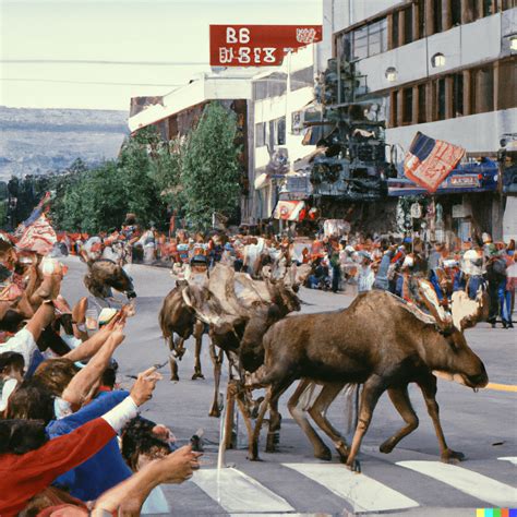 Vintage photographs of The Great Moose Race of 1989 in Anchorage ...