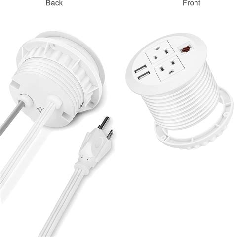 Buy Power Grommet 3 Inch for Desktop, Recessed Desk Outlet with 2USB, 2 ...
