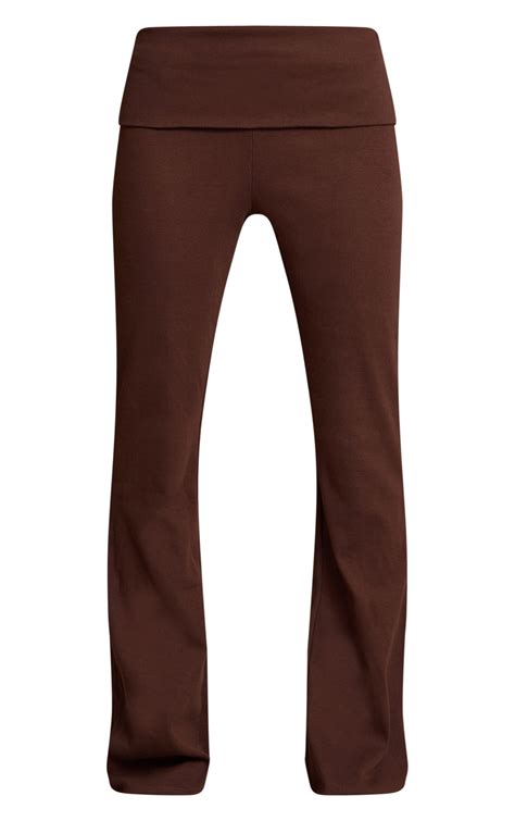 Chocolate Brown Fold Over Straight Leg Pant | Co-ords ...