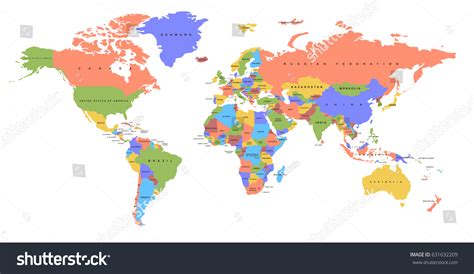 Colored World Map with Names 的图像结果