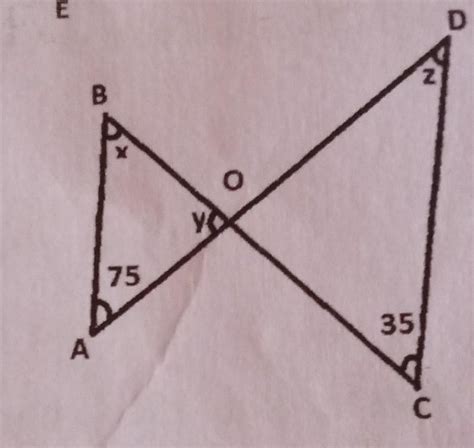 in the figure AB parellel to CD angle A =75 and c =35 find the value of ...