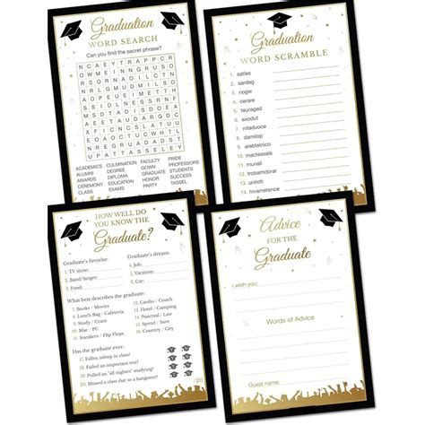 30pcs 2025 Graduation Party Games - Set Of 4 Games - Double Sided Cards ...
