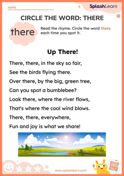 Circle the Word: there — Printable ELA Worksheet