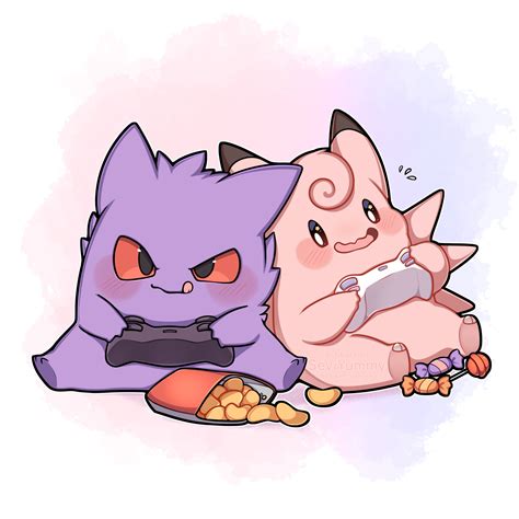 Sevi 🌱🌸 Digital Artist | Gamer couple 💜💗🎮 . . . #gengar #clefable # ...