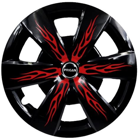 PRIGAN FIREBOLT BLACK RED WHEEL COVER (Set of 4) AVAILABLE IN 12,13,14 ...