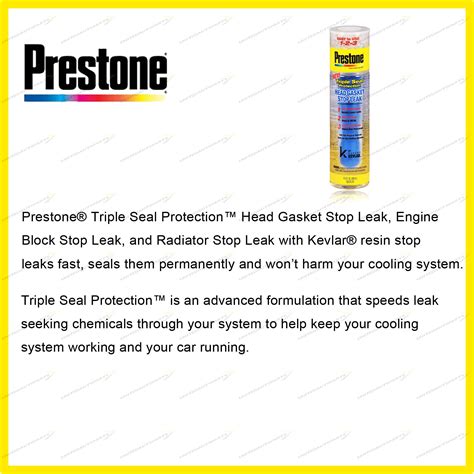 Prestone Head Gasket Stop Leak 488ml and 50/50 Antifreeze Coolant 3.78L