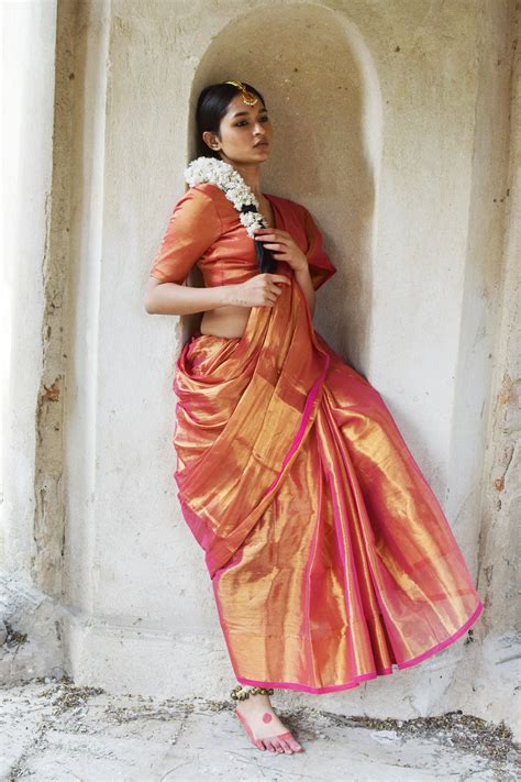 Maya Tissue Saree - Buy Pink Tissue Saree With Blouse Attached Blouse ...