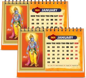 ESCAPER Hindu Gods & Goddess Religious Desk Calendar 2024 (Pack of 2 ...