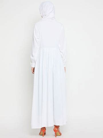 White Embroidery Abaya Burqa with Black Hijab – Nabia