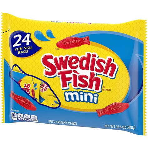 Swedish Fish Mini Soft & Chewy Halloween Candy - 24 Count (Pack of 6 ...