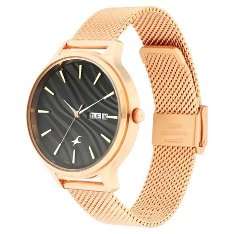 NR6207WM01 FASTRACK - RUFFLES BLACK DIAL METAL MESH STRAP WATCH