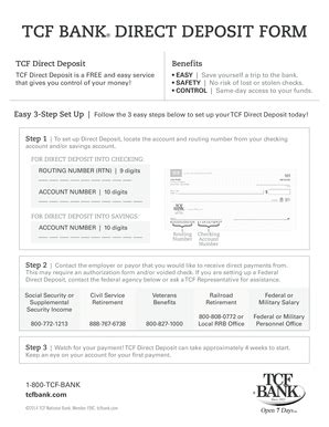 Tcf Bank Direct Deposit Form - Fill and Sign Printable Template Online